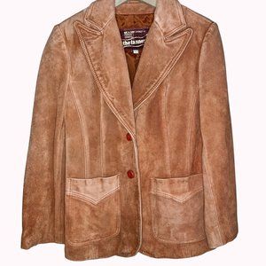 Vintage 1970s Montgomery Ward The Tannery Leather Tan Jacket, Womens Large 13/14